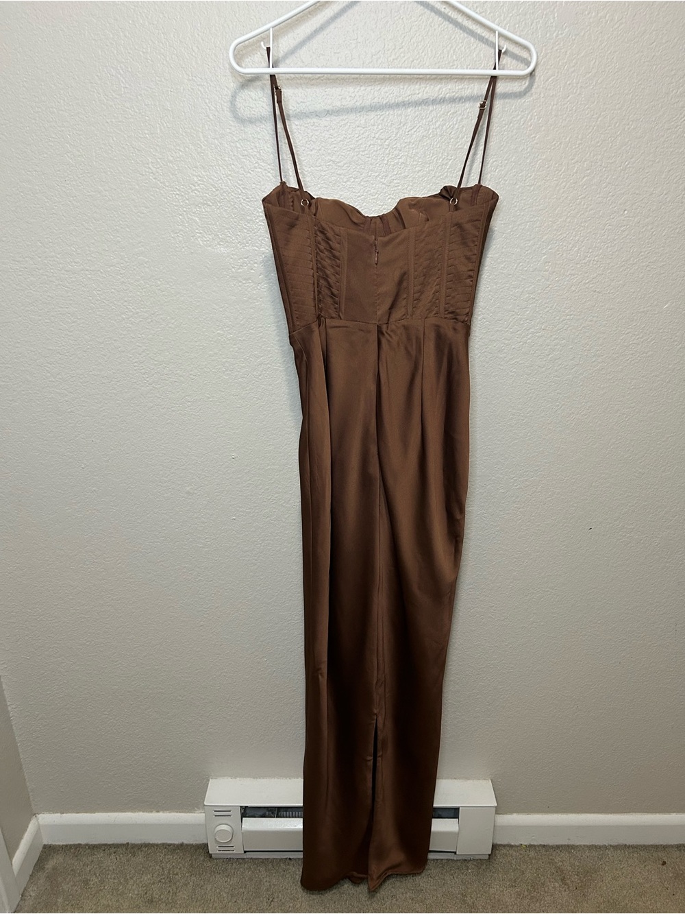 House of CB Charmaine Chocolate Brown Corset Maxi Dress Small Satin Gown - Picture 6 of 7